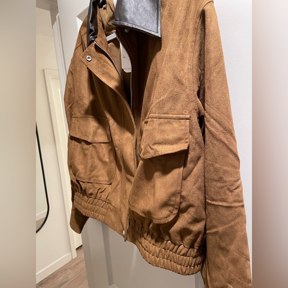 NWT Women’s Elodie Faux Leather Collar Faux Suede Crop Jacket Size Large - Picture 6 of 10